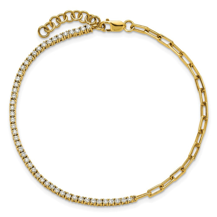 Exclusive 14K Gold Polished Diamond Fancy Link Bracelet - Stylish 1-Inch Extension-4