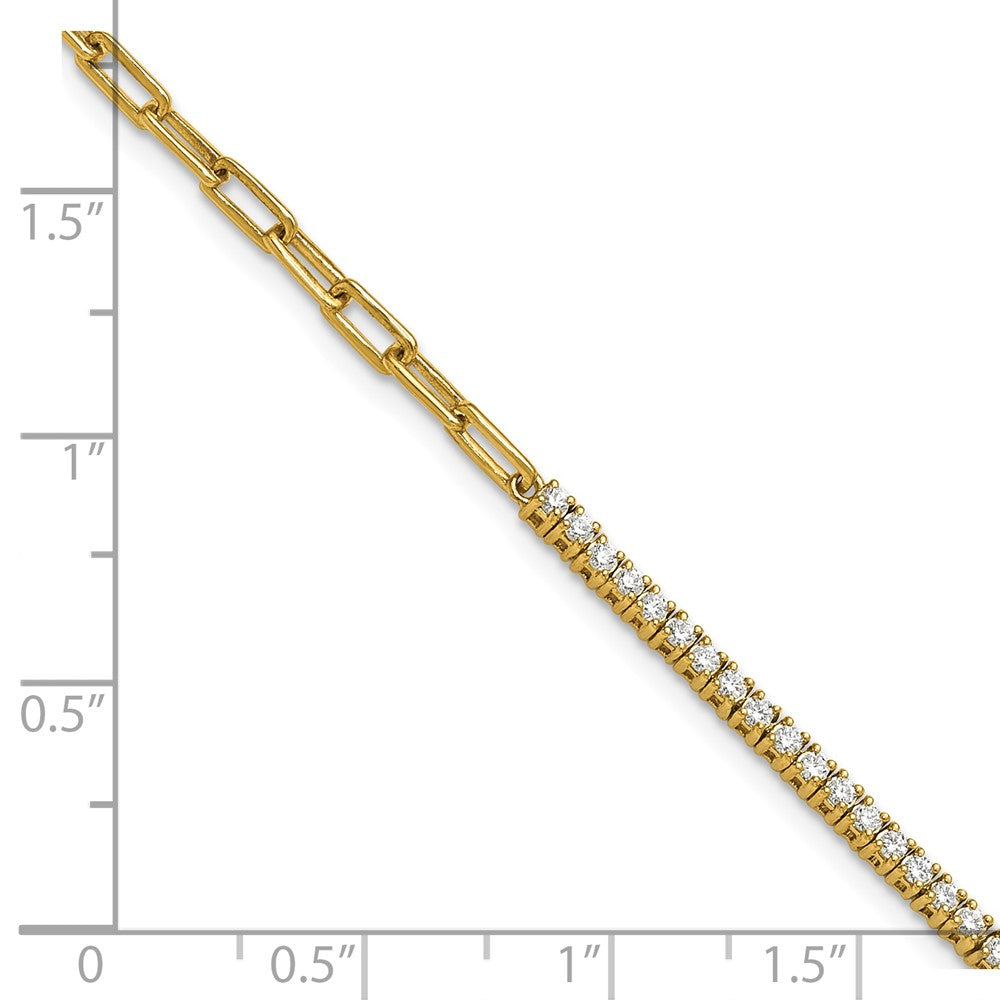 Exclusive 14K Gold Polished Diamond Fancy Link Bracelet - Stylish 1-Inch Extension