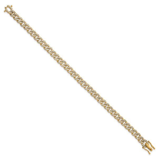 14K Gold Polished Diamond Fancy Curb Bracelet