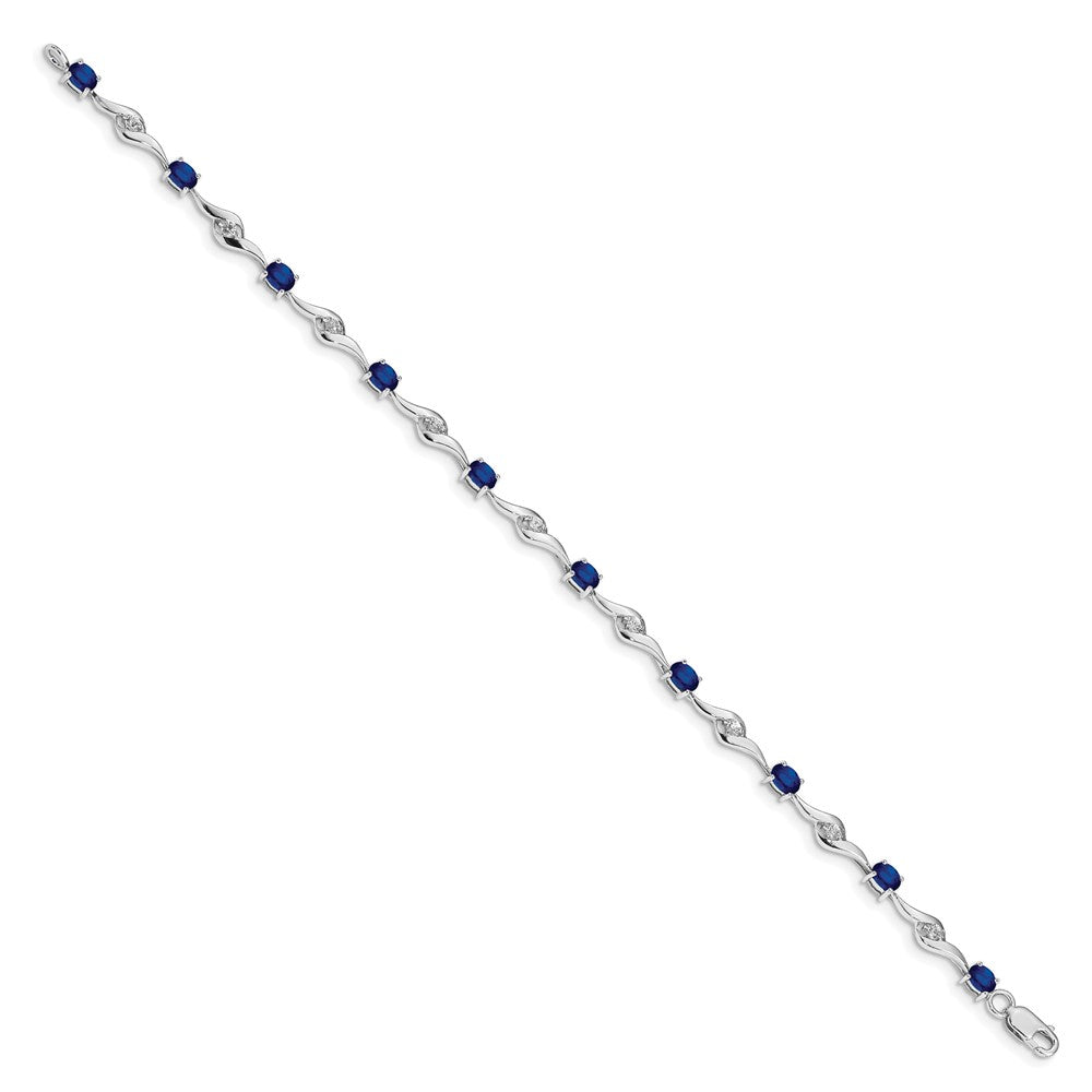 Shop Exclusive 14K White Gold Bracelet with Blue & White Sapphires - Stylish Value!