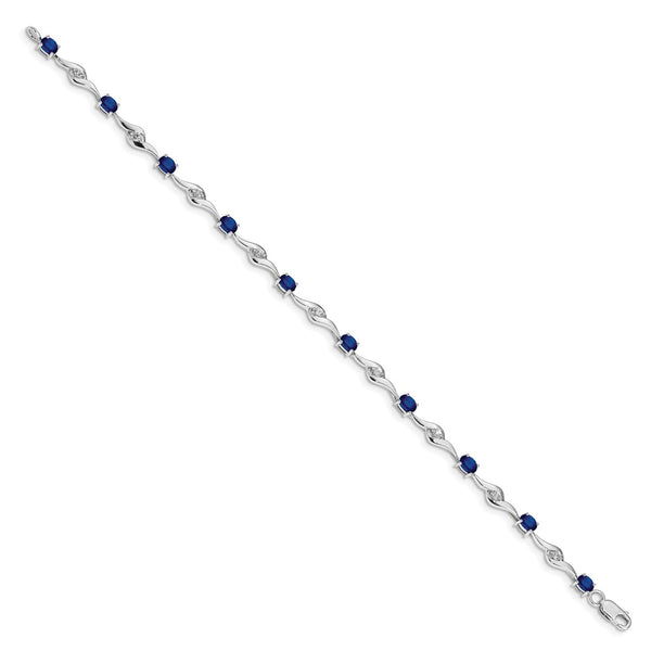 14K White Gold Bracelet with Blue & White Sapphires