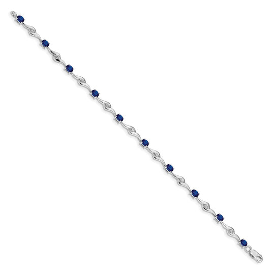 Shop Exclusive 14K White Gold Bracelet with Blue & White Sapphires - Stylish Value!
