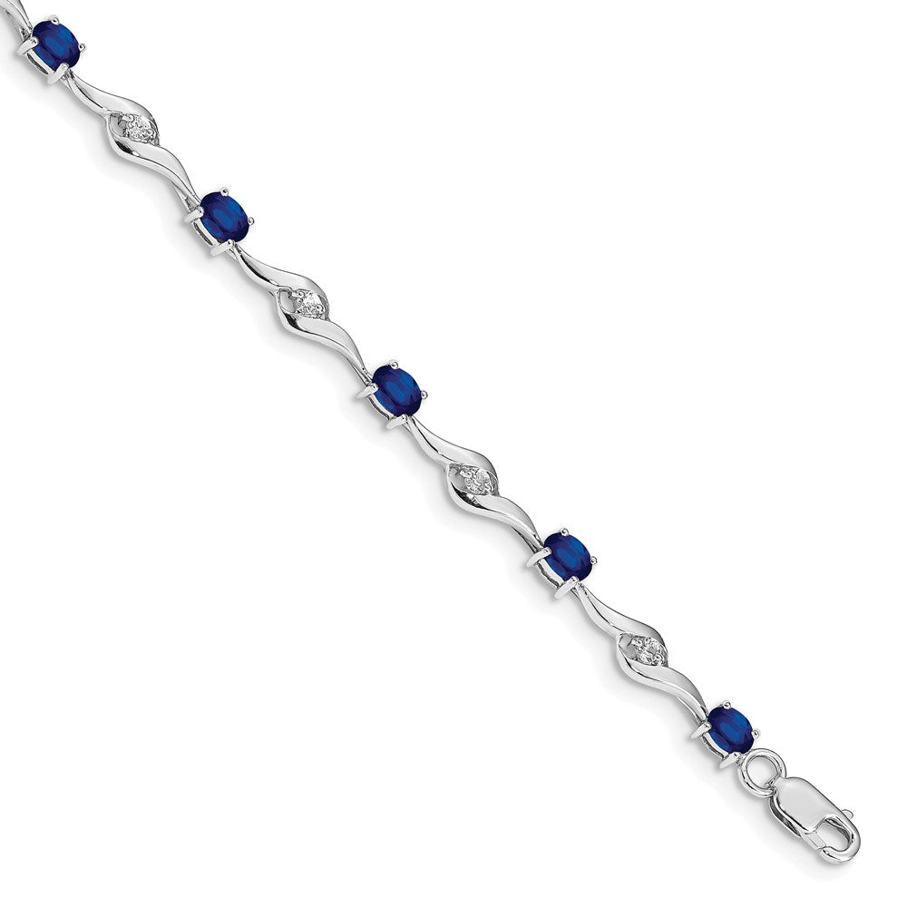 Shop Exclusive 14K White Gold Bracelet with Blue & White Sapphires - Stylish Value!