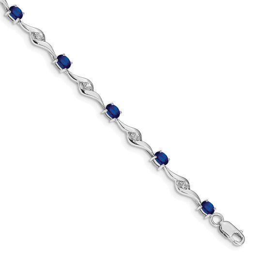 Shop Exclusive 14K White Gold Bracelet with Blue & White Sapphires - Stylish Value!