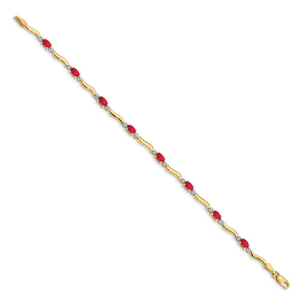 14K Gold Diamond & Ruby Bracelet - Style GR1-1001687