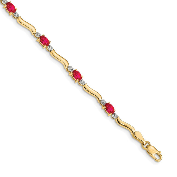 14K Gold Diamond & Ruby Bracelet - Style GR1-1001687