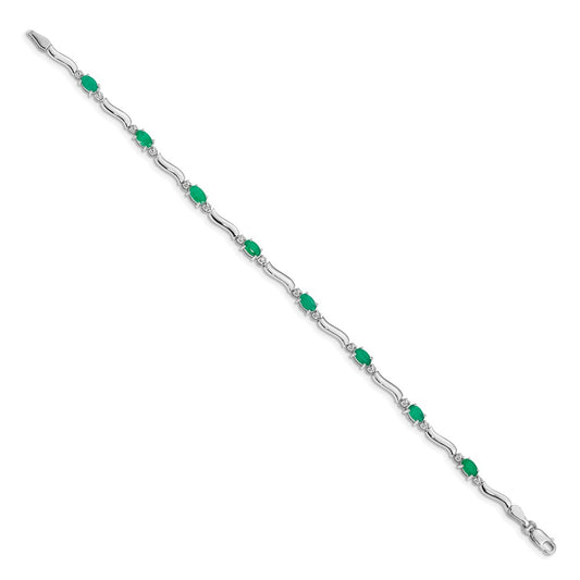 Shop Exclusive 14K White Gold Bracelet with Emerald & Diamonds - Stylish Value