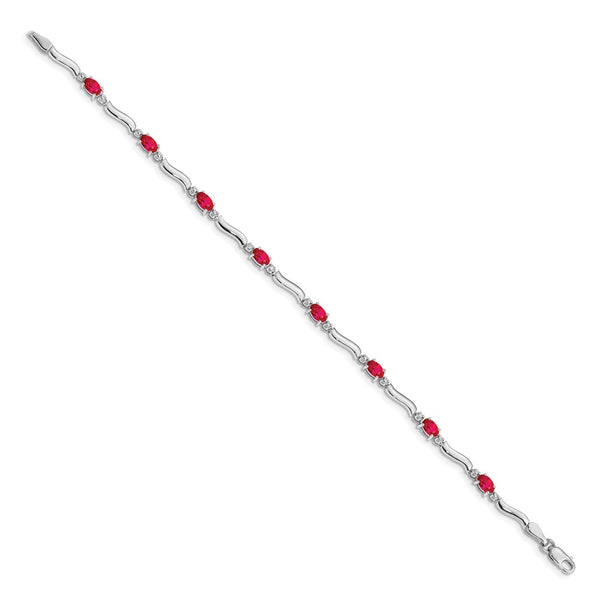 14K White Gold Ruby & Diamond Bracelet - Style GR1-1001686