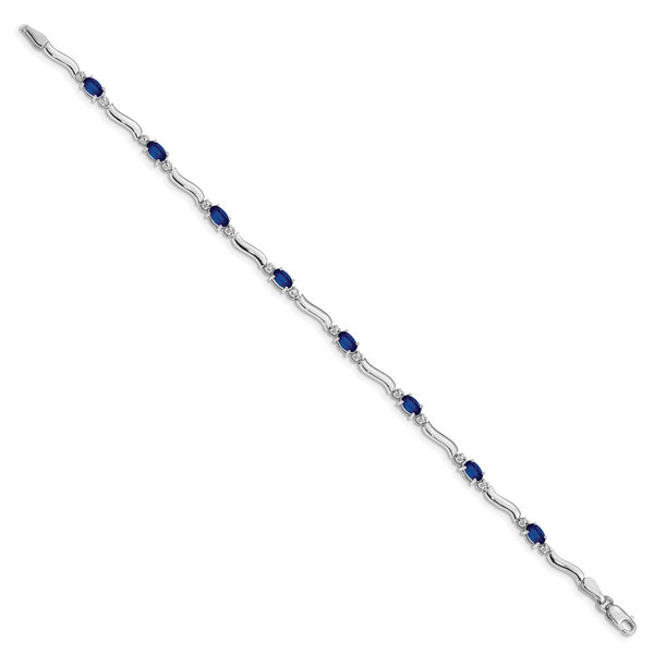 14K White Gold Bracelet with Diamonds & Sapphires - Style GR1-1001689