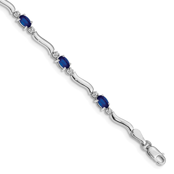 14K White Gold Bracelet with Diamonds & Sapphires - Style GR1-1001689