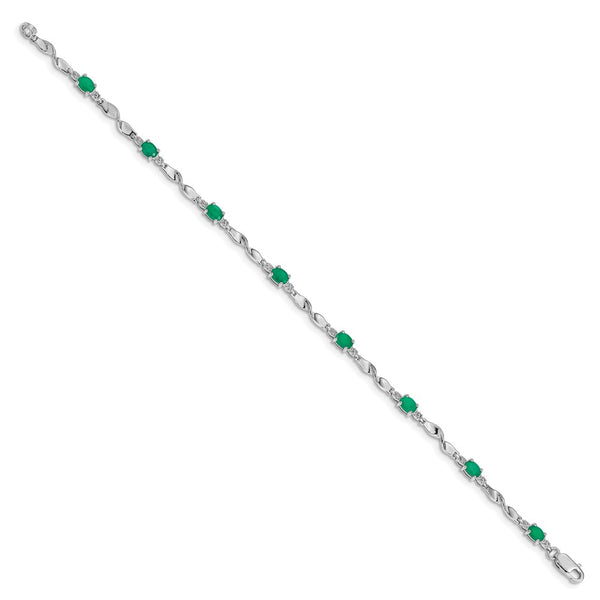 14K White Gold Emerald & Diamond Bracelet - Style GR1-1016590