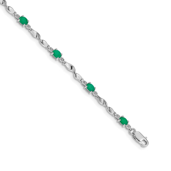 14K White Gold Emerald & Diamond Bracelet - Style GR1-1016590