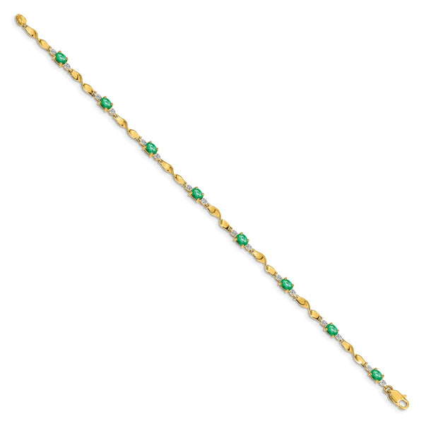 14K Gold Oval Emerald & Diamond Bracelet - Style GR1-1001690