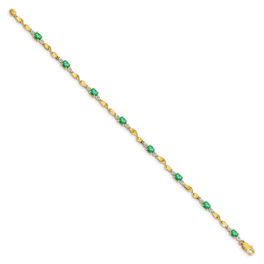 Buy Stylish 14K Gold Oval Emerald & Diamond Bracelet - Luxury Value Jewelry