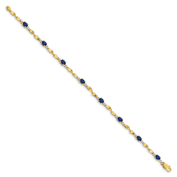 14K Gold Bracelet with Oval Sapphire & Diamond Accents - Style GR1-1001693