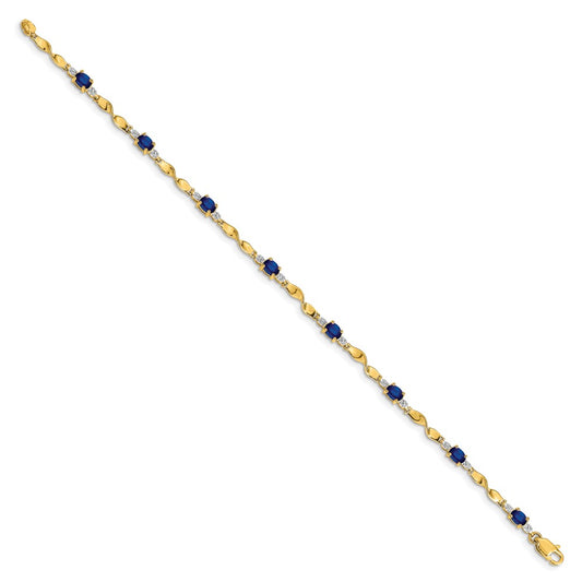 Exclusive 14K Gold Bracelet with Oval Sapphire & Diamond Accents - Stylish Value