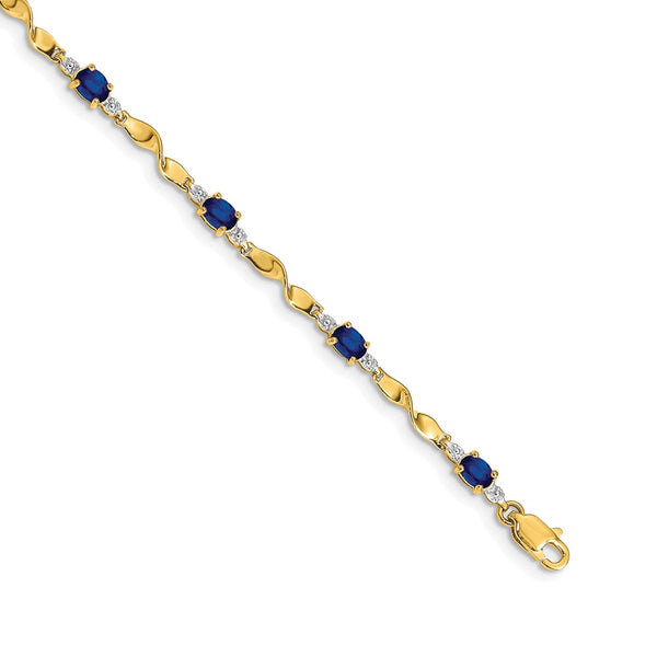 14K Gold Bracelet with Oval Sapphire & Diamond Accents - Style GR1-1001693