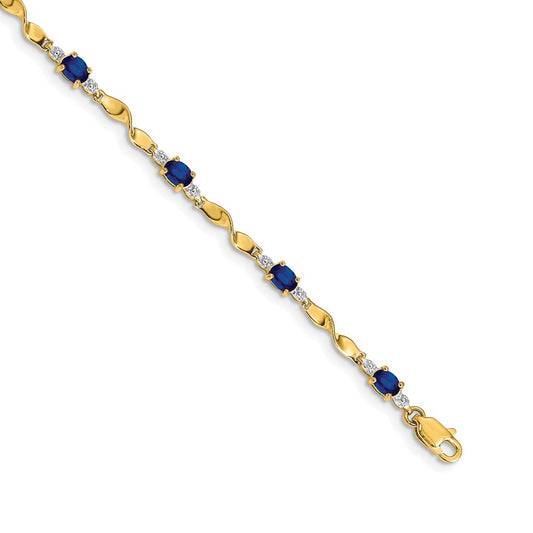Exclusive 14K Gold Bracelet with Oval Sapphire & Diamond Accents - Stylish Value