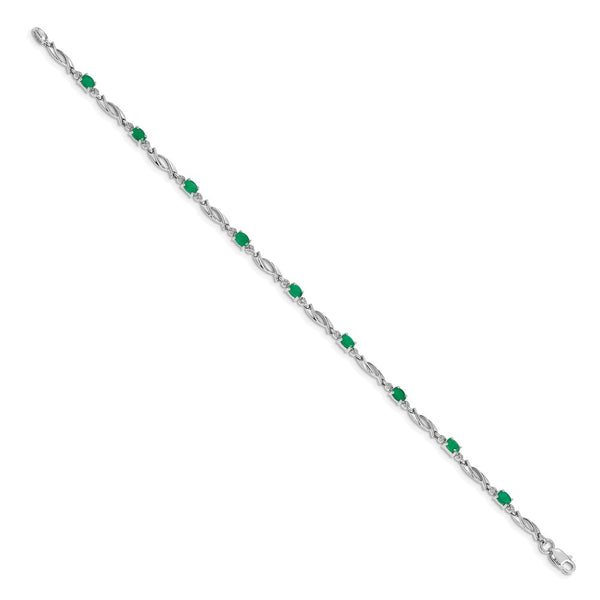 14K White Gold Emerald & Diamond Bracelet - Style GR1-1016595