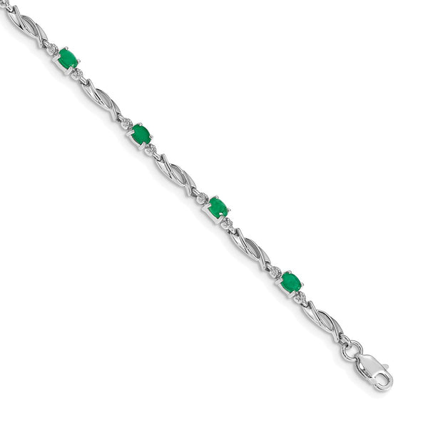 14K White Gold Emerald & Diamond Bracelet - Style GR1-1016595