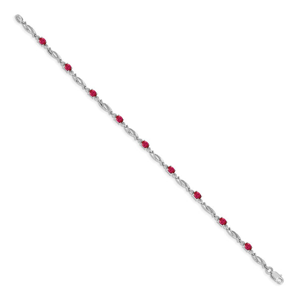 14K White Gold Ruby & Diamond Bracelet - Style GR1-1016598