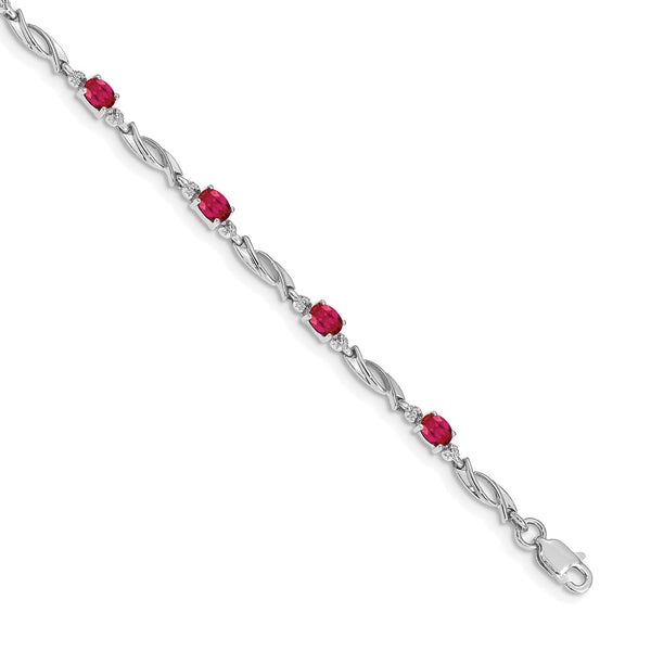 14K White Gold Ruby & Diamond Bracelet - Style GR1-1016598
