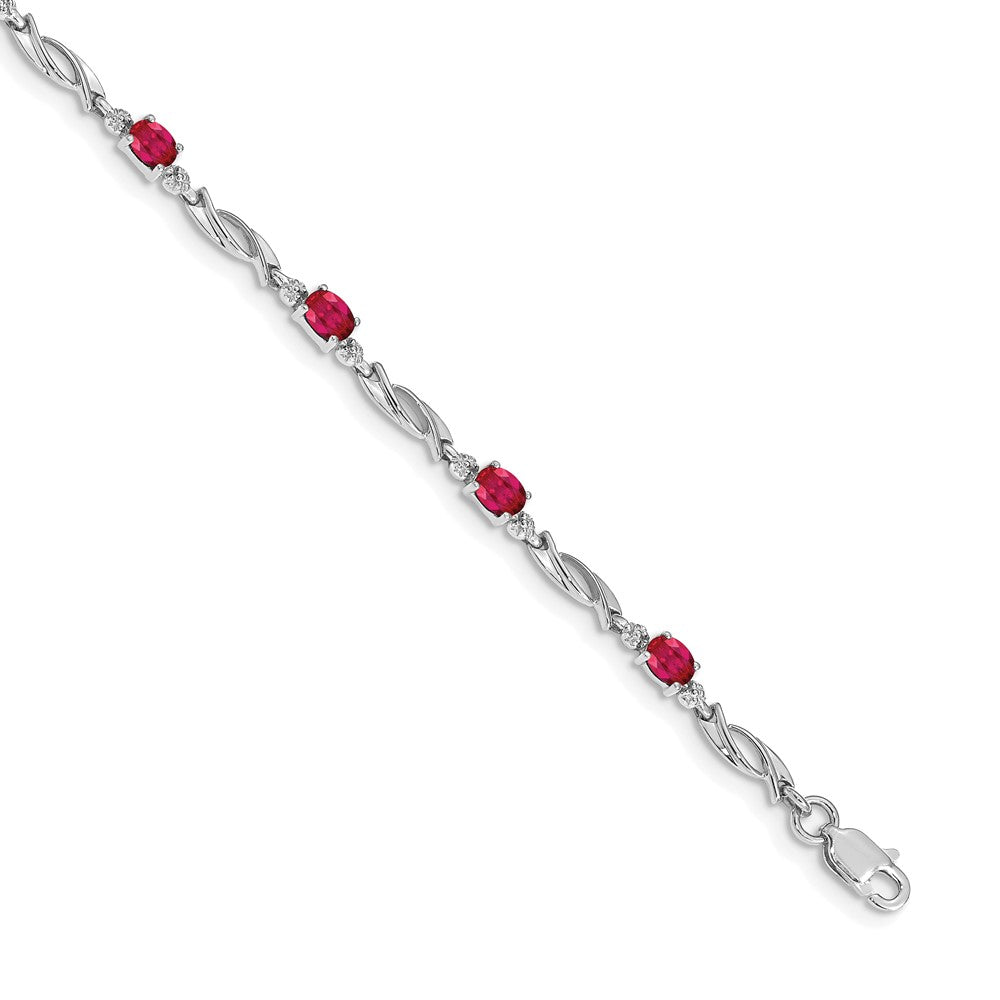 Shop Exclusive 14K White Gold Ruby & Diamond Bracelet - Stylish Luxury Value