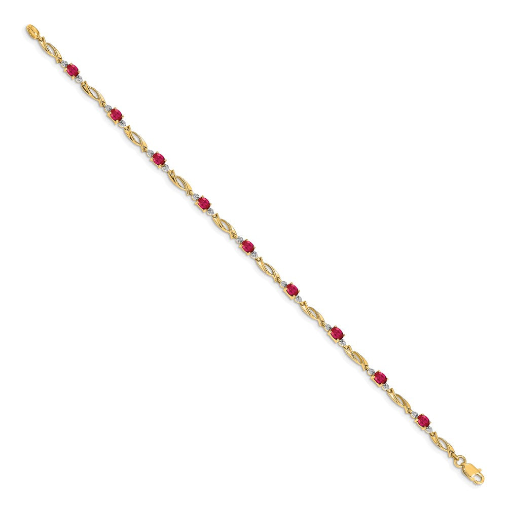 Shop Exclusive 14K Gold Oval Ruby and Diamond Bracelet - Affordable Luxury Gift