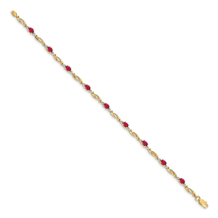 Shop Exclusive 14K Gold Oval Ruby and Diamond Bracelet - Affordable Luxury Gift-2