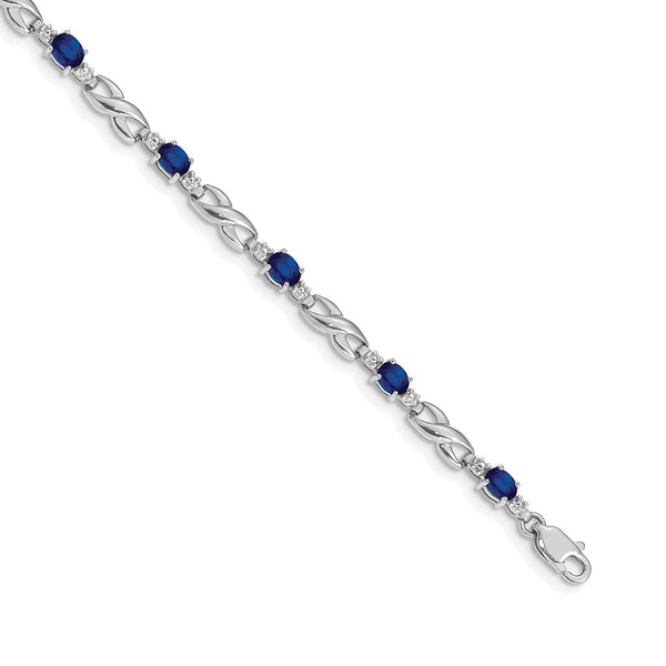 14K White Gold Bracelet with Diamonds & Sapphires - Style GR1-1016622