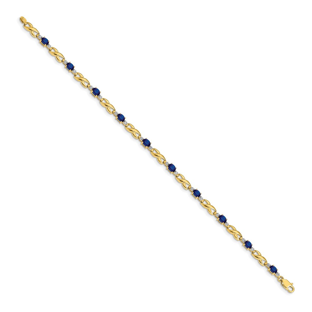 Shop Exclusive 14K Gold Bracelet with Oval Sapphire & Diamond Accents - Stylish Value