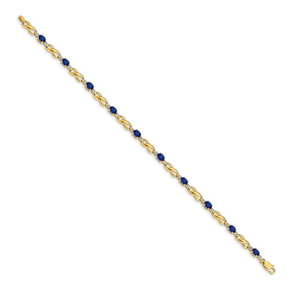 14K Gold Bracelet with Oval Sapphire & Diamond Accents - Style GR1-1016630