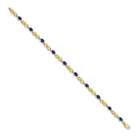 Shop Exclusive 14K Gold Bracelet with Oval Sapphire & Diamond Accents - Stylish Value
