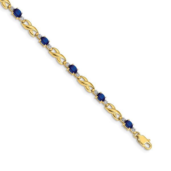 14K Gold Bracelet with Oval Sapphire & Diamond Accents - Style GR1-1016630