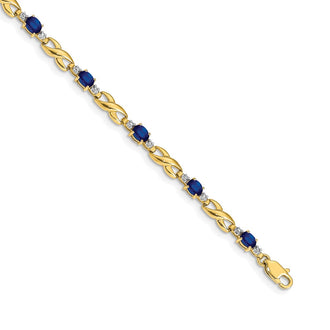 Shop Exclusive 14K Gold Bracelet with Oval Sapphire & Diamond Accents - Stylish Value