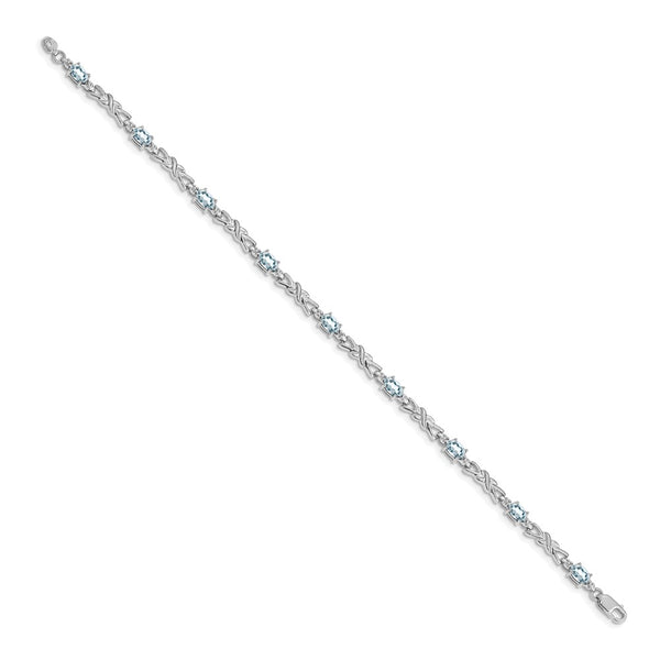 14K White Gold Aquamarine & Diamond Bracelet