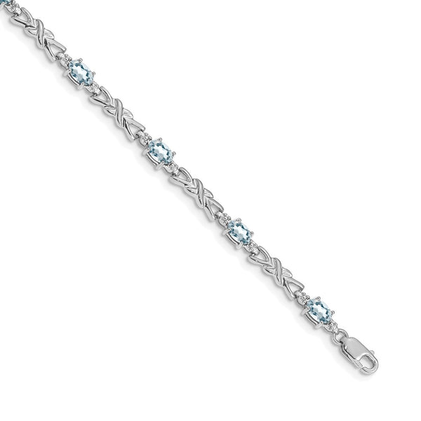 14K White Gold Aquamarine & Diamond Bracelet