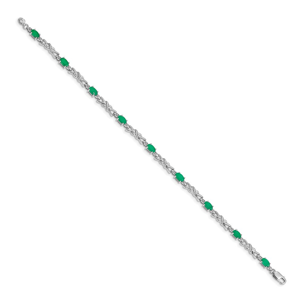 Exclusive 14K White Gold Bracelet with Diamonds & Emeralds - Stylish Luxury
