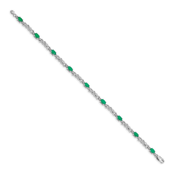 14K White Gold Bracelet with Diamonds & Emeralds - Style GR1-1001698