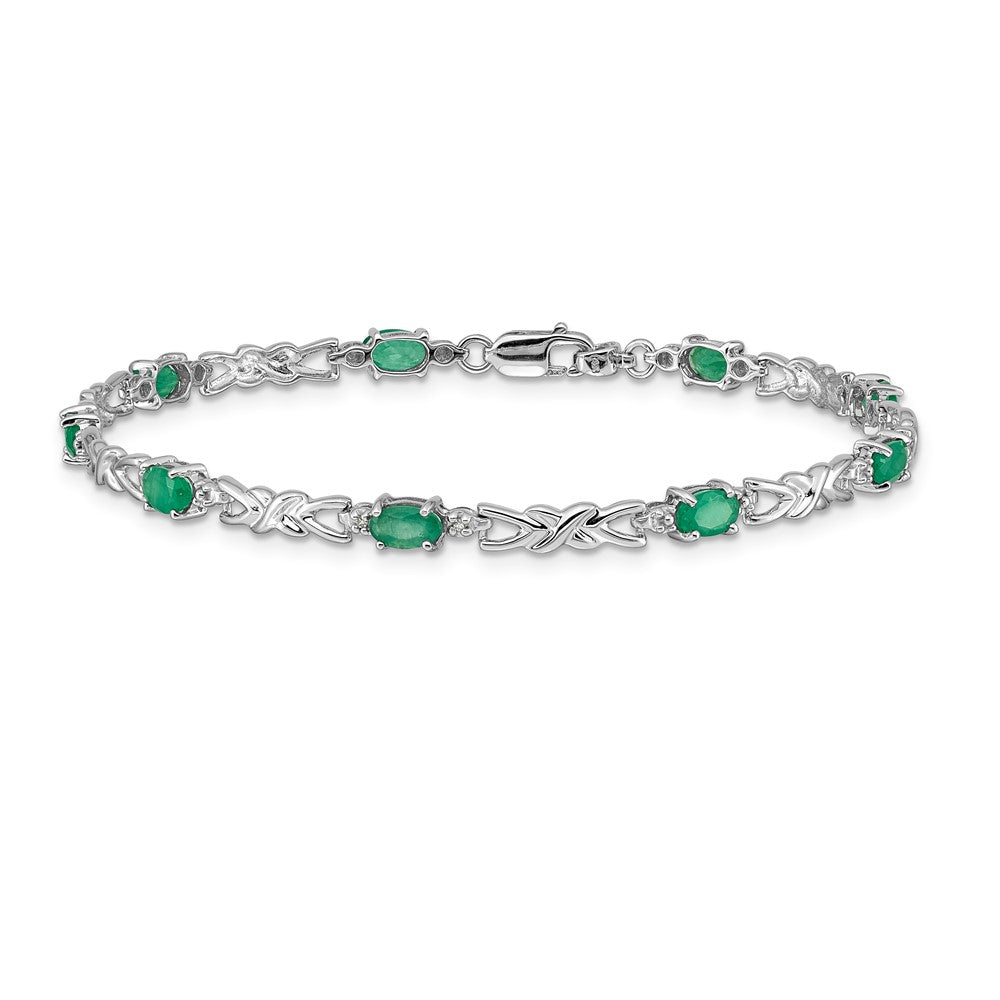 Exclusive 14K White Gold Bracelet with Diamonds & Emeralds - Stylish Luxury