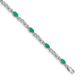 Exclusive 14K White Gold Bracelet with Diamonds & Emeralds - Stylish Luxury