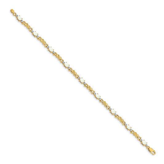 Shop Exclusive 14K Gold Oval Opal & Diamond Bracelet - Stylish Luxury Design