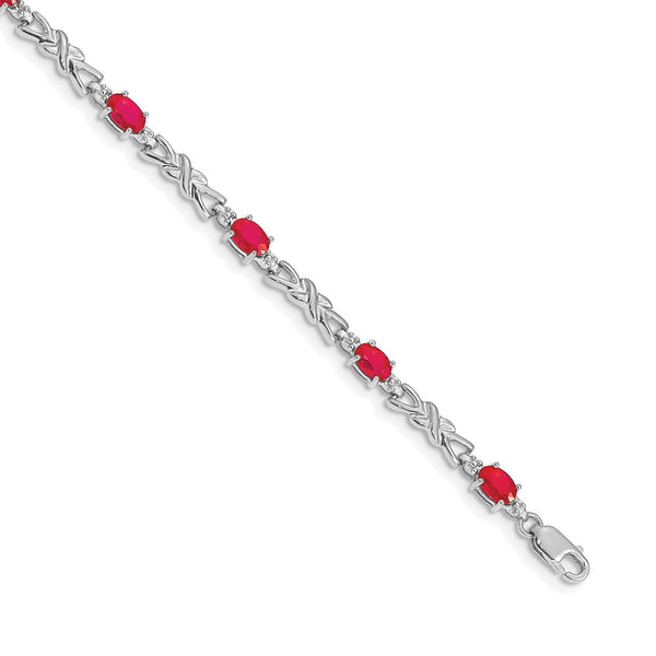 14K White Gold Ruby & Diamond Bracelet - Style GR1-1016634