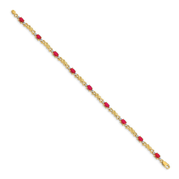 14K Gold Oval Ruby & Diamond Bracelet - Style GR1-1016638