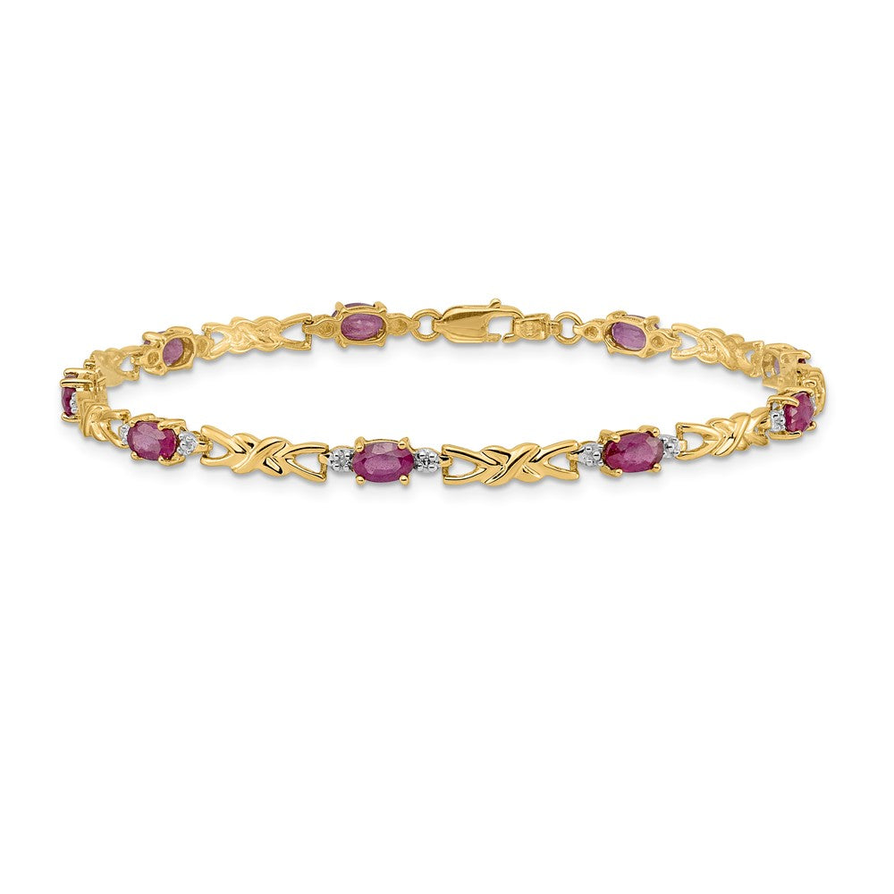 Shop Exclusive 14K Gold Oval Ruby & Diamond Bracelet - Stylish Luxury Value