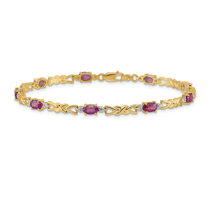 Shop Exclusive 14K Gold Oval Ruby & Diamond Bracelet - Stylish Luxury Value-3