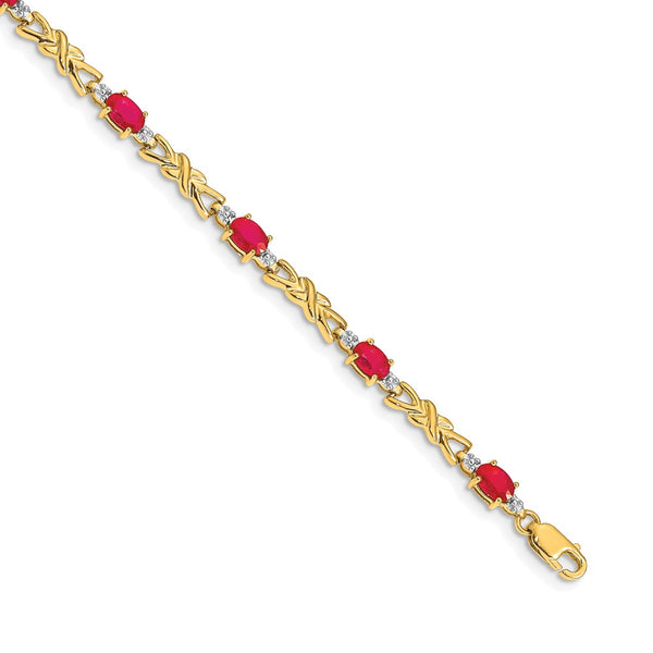 14K Gold Oval Ruby & Diamond Bracelet - Style GR1-1016638