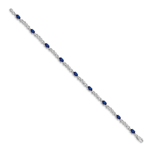 14K White Gold Diamond & Sapphire Bracelet