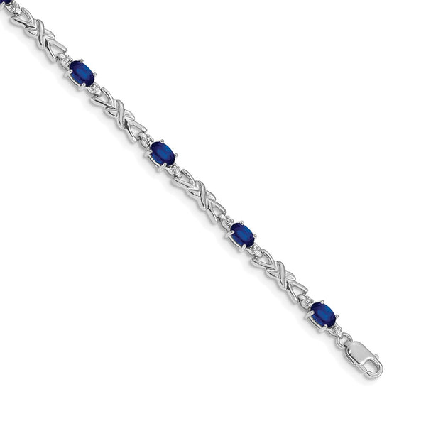14K White Gold Diamond & Sapphire Bracelet
