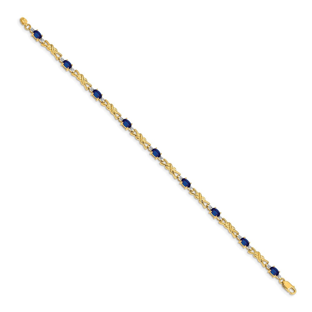 Exclusive 14K Gold Bracelet with Oval Sapphire & Diamonds - Stylish Luxury